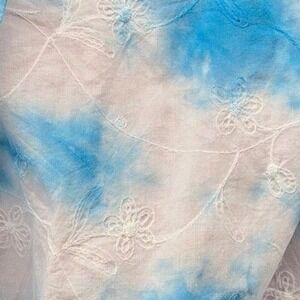 MARKS SPENCER Tie Dye Kimono Robe Blue White embroidery swim beach coverup 16 18